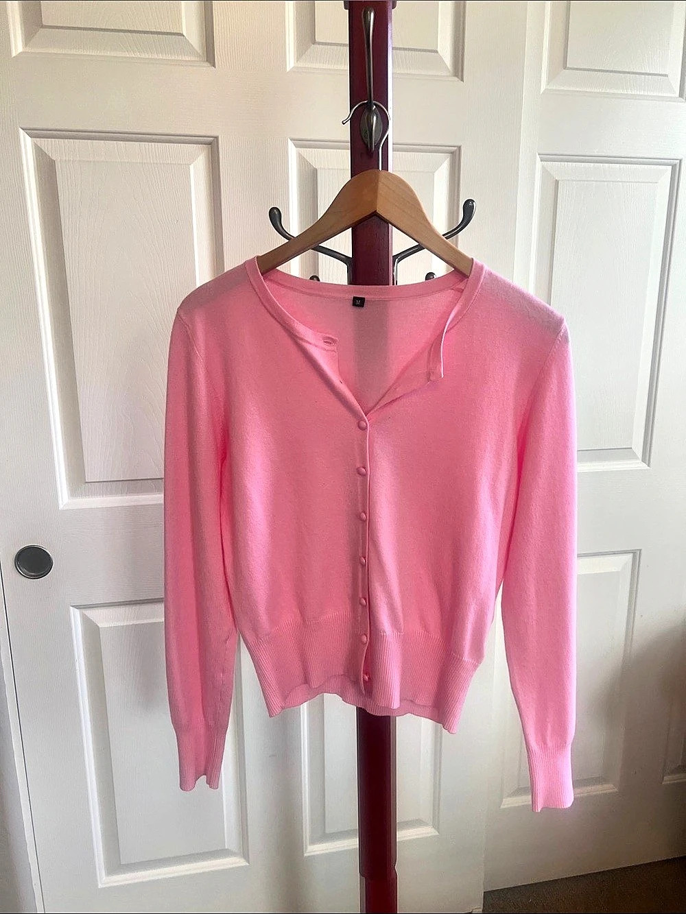 Pink Button-Front Sweater Size Medium